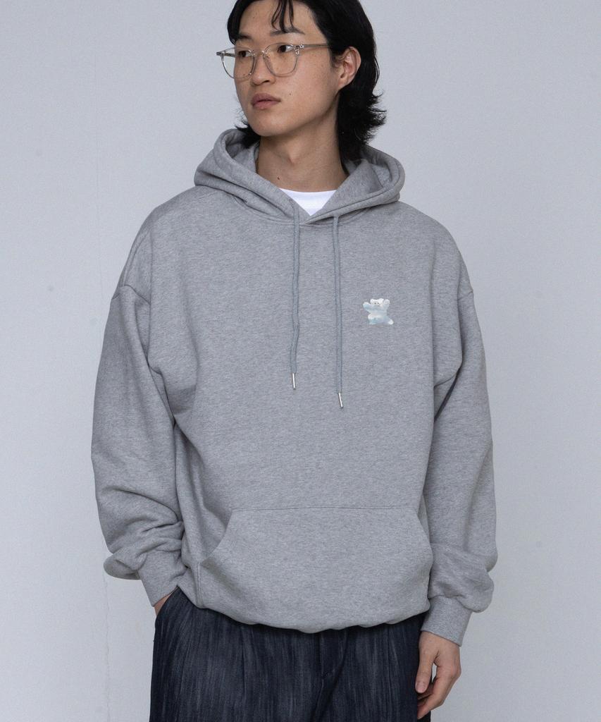 [Unisex] Small Cloud Bear Smile Hoodie_Gray