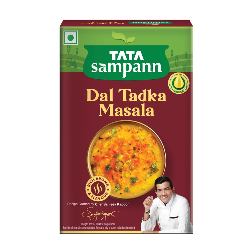

Tata Sampann Dal Tadka Masala 100g Pack of 1 with Chef Sanjeev Kapoor Tip Rich Aroma Flavor Powder