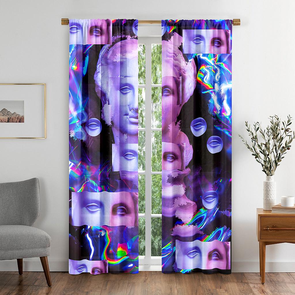 

Abstract ColorfulSculpture Pop Art Window Panel Drapes designed for Children Living Room Bedroom Bathroom Kicthen Door Decor Hooks 2Pieces OnSale W50 X H130(CM)X2&Grommet Top