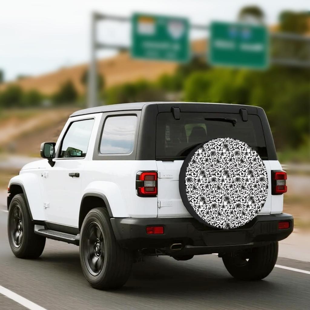 Plant Print Element Pattern Auto Parts Spare Tire Cover Weatherproof Tire Cover