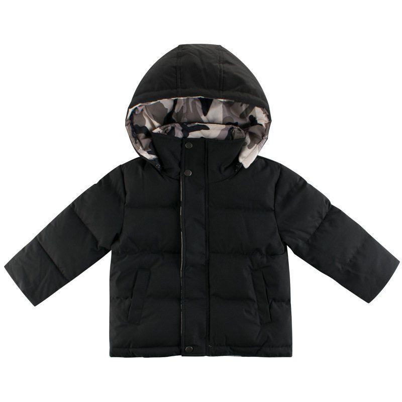 Winter Hooded Kids Camouflage Coat Cotton-Padded Jacket Black 120