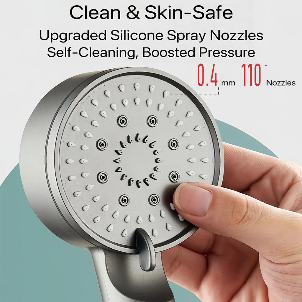 Hydroboost High Pressure 5 Mode Filtered Shower Head Stainless Steel Shower Spray Booster Tool With Water Saving Bathroom Faucet