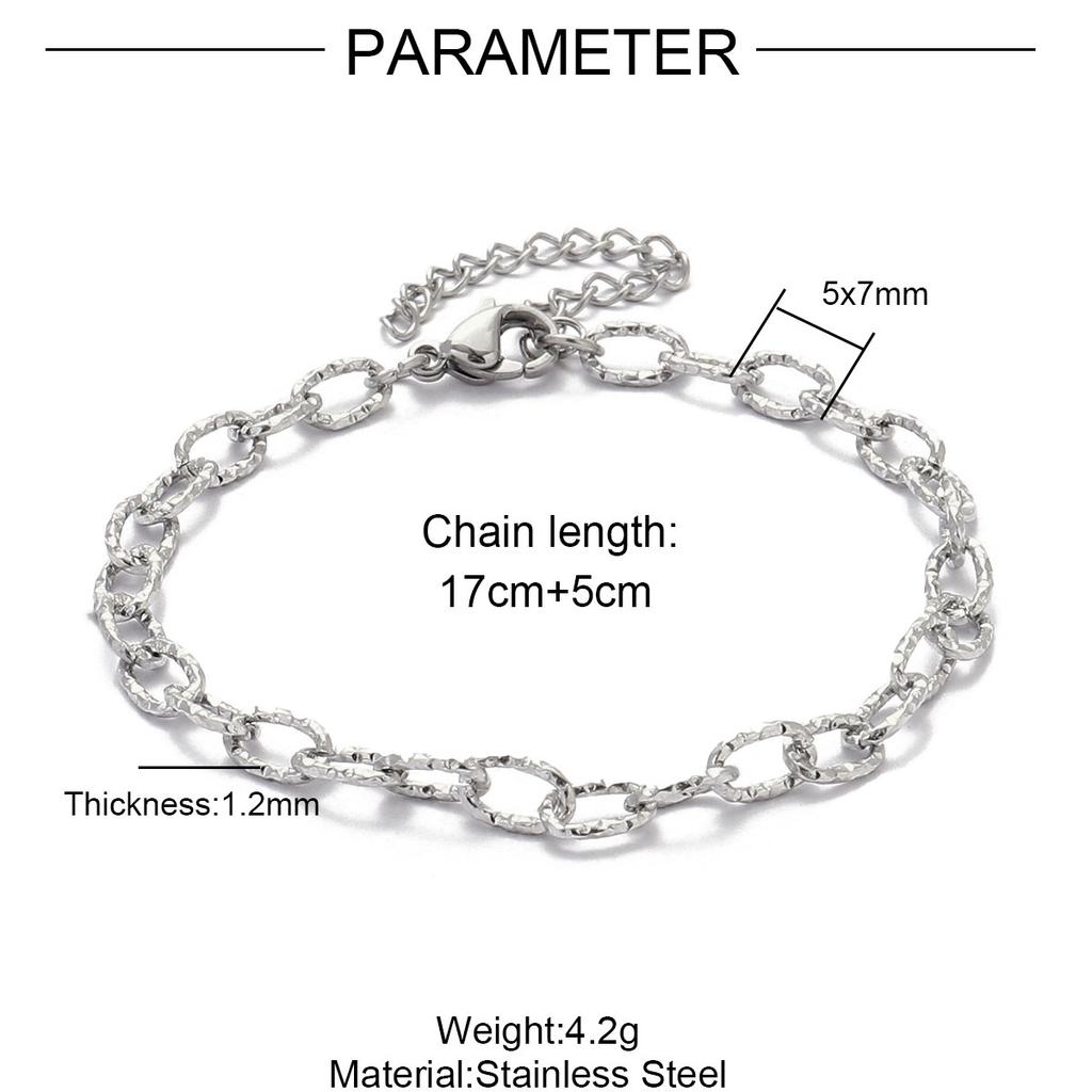 5pcs/Lot 17-22cm Gold Plated Stainless Steel Paperclip Cross Link Chain Bracelet Women Handmade DIY Charm Jewelry Making