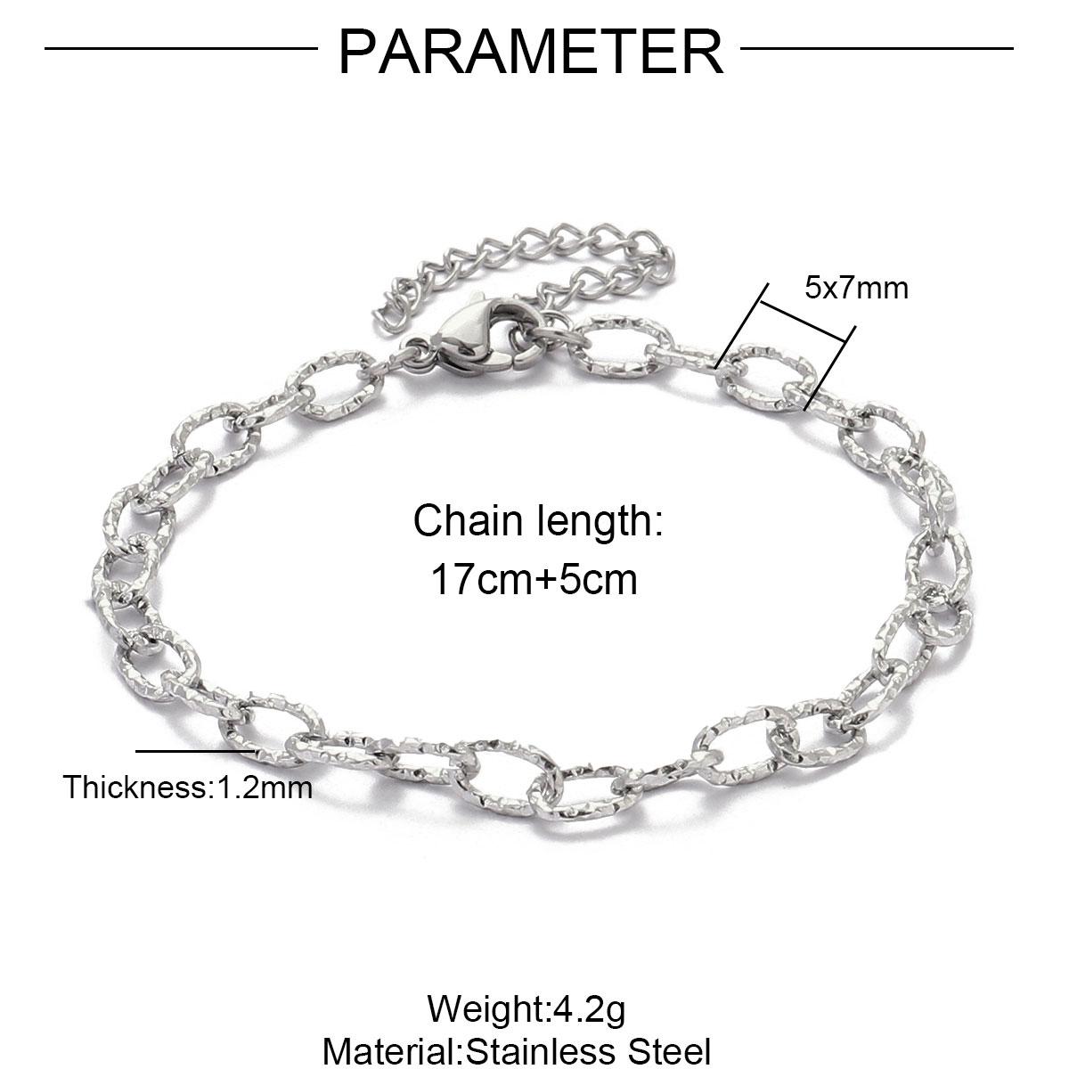 5pcs/Lot 17-22cm Gold Plated Stainless Steel Paperclip Cross Link Chain Bracelet Women Handmade DIY Charm Jewelry Making