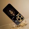 Custodia in Vetro con Fantasia Leone Corona Raffinata Vernice Metallica Oro Per iPhone 11 12 13 14 15 16 17 Pro Max 14 Plus 17 Air 16E Cover