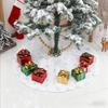 Christmas Tree Skirt 90cm Silver Sequin Snowflake Design, Plush Tree Base Mat, Elegant Xmas Decoration for Holiday Home