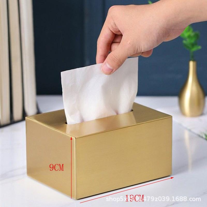 Modern Minimalist Metal Tissue Box Living Room Coffee Table Desktop Storage Rectangle Pull-Out Paper Holder