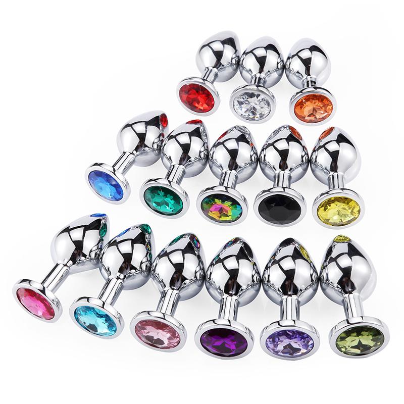 Metal Anal Plug Sex Toys Adult Anal Expansion Training Masturbation Woman/Man Ass Round Crystal Jewelry Butt Plug SM Adult