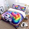 Kitten With Rainbow Tail And Butterflies Duvet Cover Set With 3D Printing Design Soft Polyester Bedding Set All-Season Comfort
