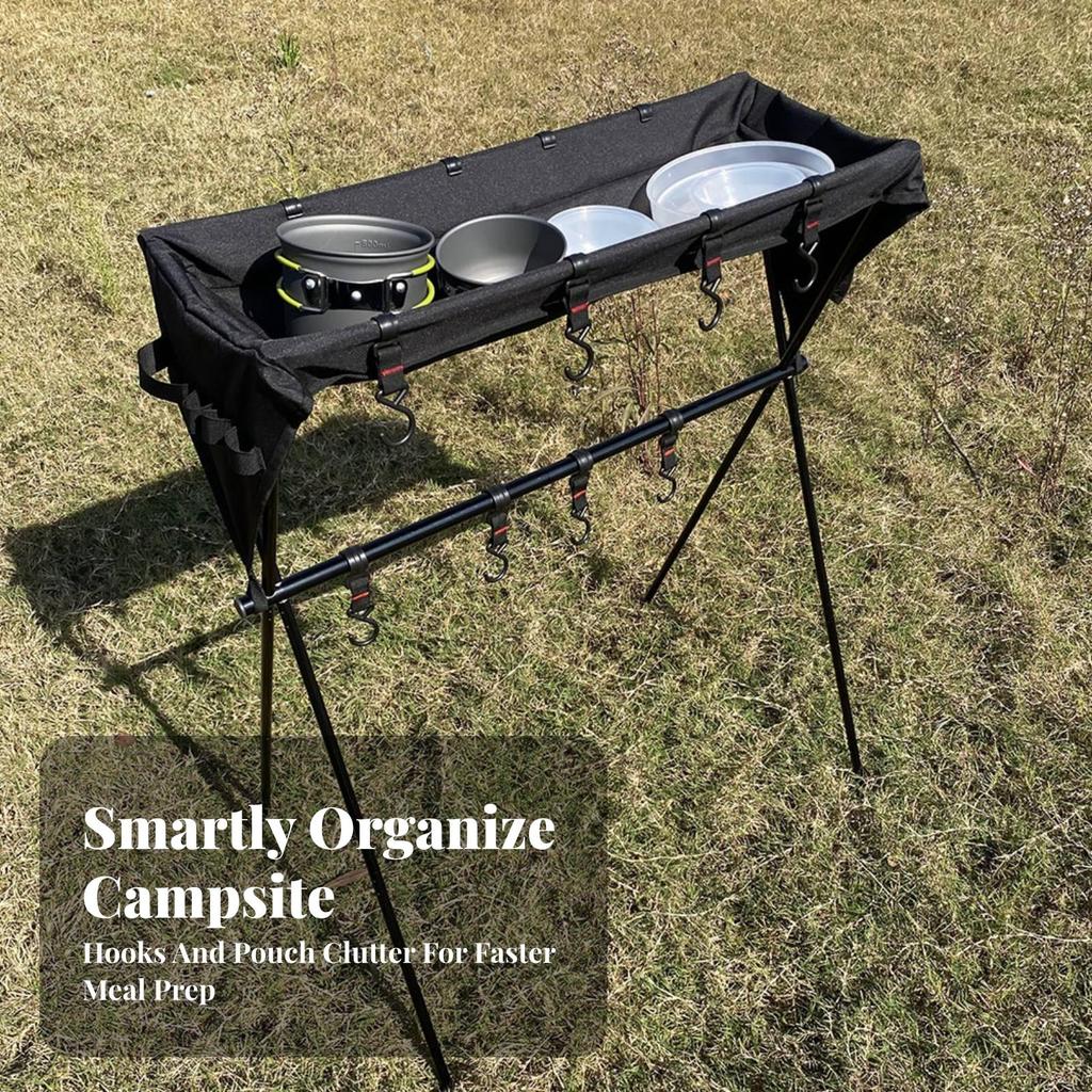 Camping Storage Rack with Basket Lightweight Furniture Long-Lasting for Backyard