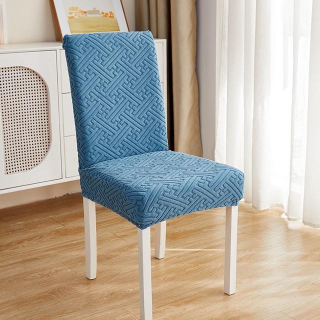 Coprisedia Jacquard Elastico Tinta Unita a Forma di T Coprisedile per Sedia da Sala da Pranzo Fodera Antiscivolo Per Cucina Ufficio Matrimonio Banchetto Casa