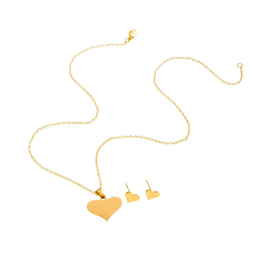 Edelstahl Hohl Liebe Halskette Set Weiblich Nische Designgefühl Gold Anhänger Schlüsselbeinkette