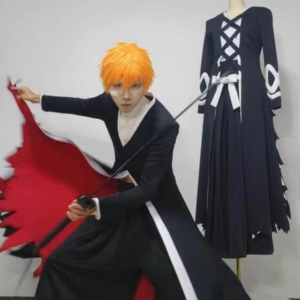 Anime BLEACH Kurosaki Ichigo Cosplay Kostým Japonská Manga Cosplay Černobílý Oblek Halloween Uniforma pro Hraní Rolí pro Muže