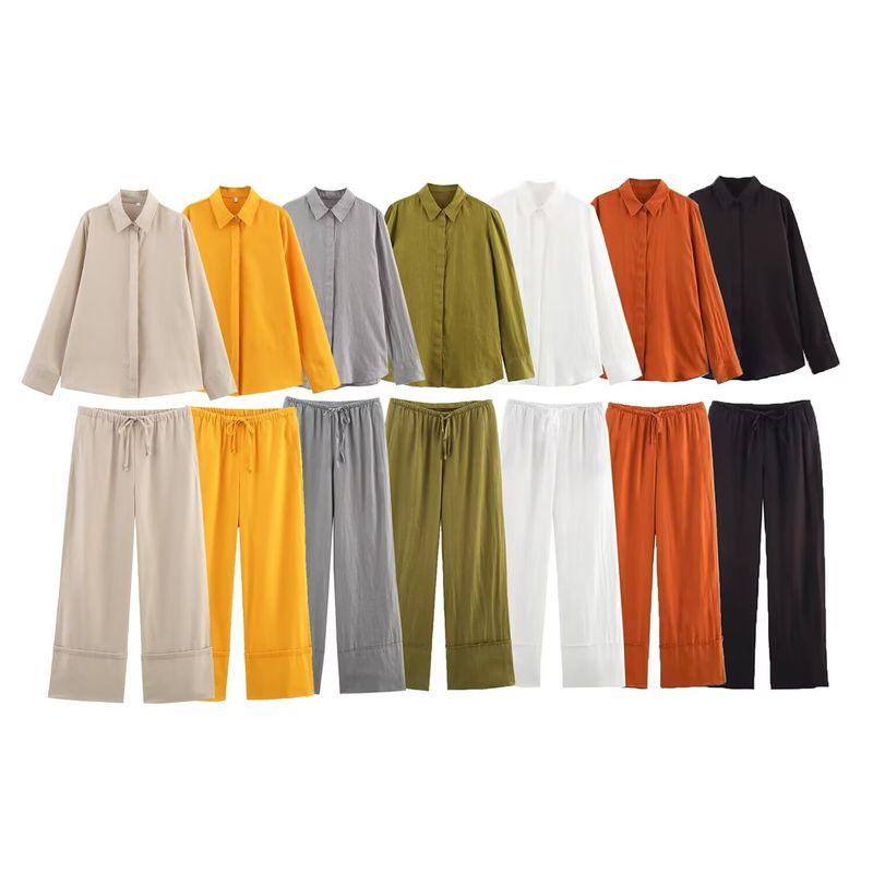 Araltay New Arrival Fashion Style Women's Clothing Fashion Linen Shirt Wide Leg Pants Suit 4786090 4786091