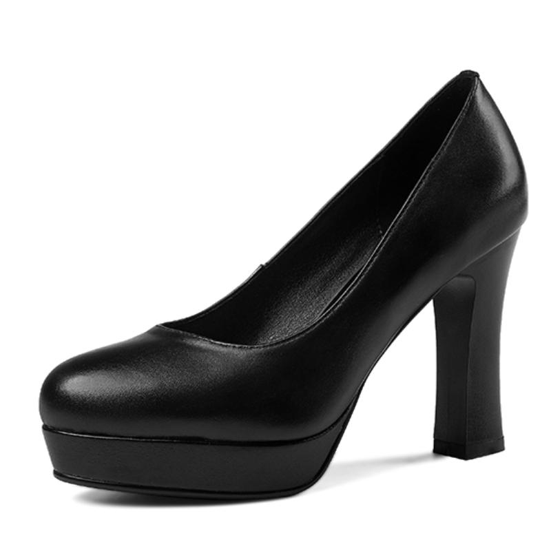 

Women s Black High Heels Pumps Shoes Platform Genuine Leather Block Heeled Party Office Shoes Female 2025 Spring Ankle Strap 39 чорний