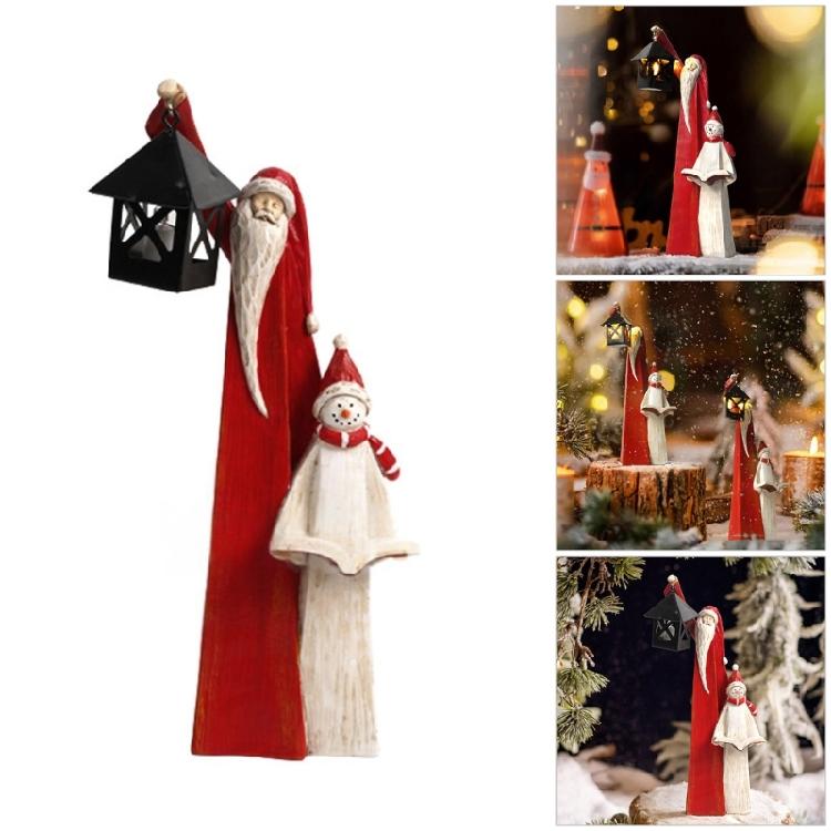 Christmas Themed Santa Snowman Figurine Set Resin Materials Perfect For Indoor Outdoor Seasonal Party Decoration