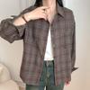 New Korean retro lazy plaid shirt spring and autumn casual loose design versatile and thin top jacket
