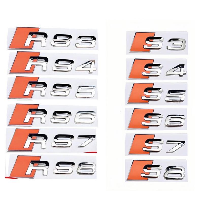 Plastic Modified Accessories Car Letter Emblem Stickers for Audi RS7 RS8 S3 RS3 RS4 RS5 RS6 S4 S5 S6 S7 S8 Logo Rear Trunk Badge
