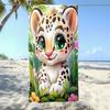 Adorable Young Tiger Cub In the Jungle Polyester Microfiber Beach Towel Is Highly Absorbent, Suitable for Swimming Beach Outings