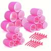 30 Stück/Set Hitzefreies Haarstyling-Set Selbsthaftende Lockenwickler mit 18 Stück Haarwicklern und 12 Stück Klammern für DIY Haarstyling Einfach zu bedienen