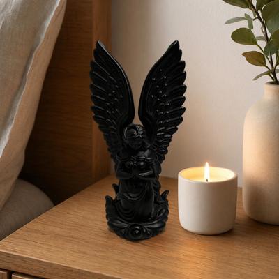 3D Printed Kneeling Angel Statue, Praying Cupid Figurine with Delicate Wings, Compact Matte White Desktop Ornament for Home Decor, Shelf, Nightstand