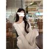 Petite Women's Retro Style Long Sleeve White Knit Sweater