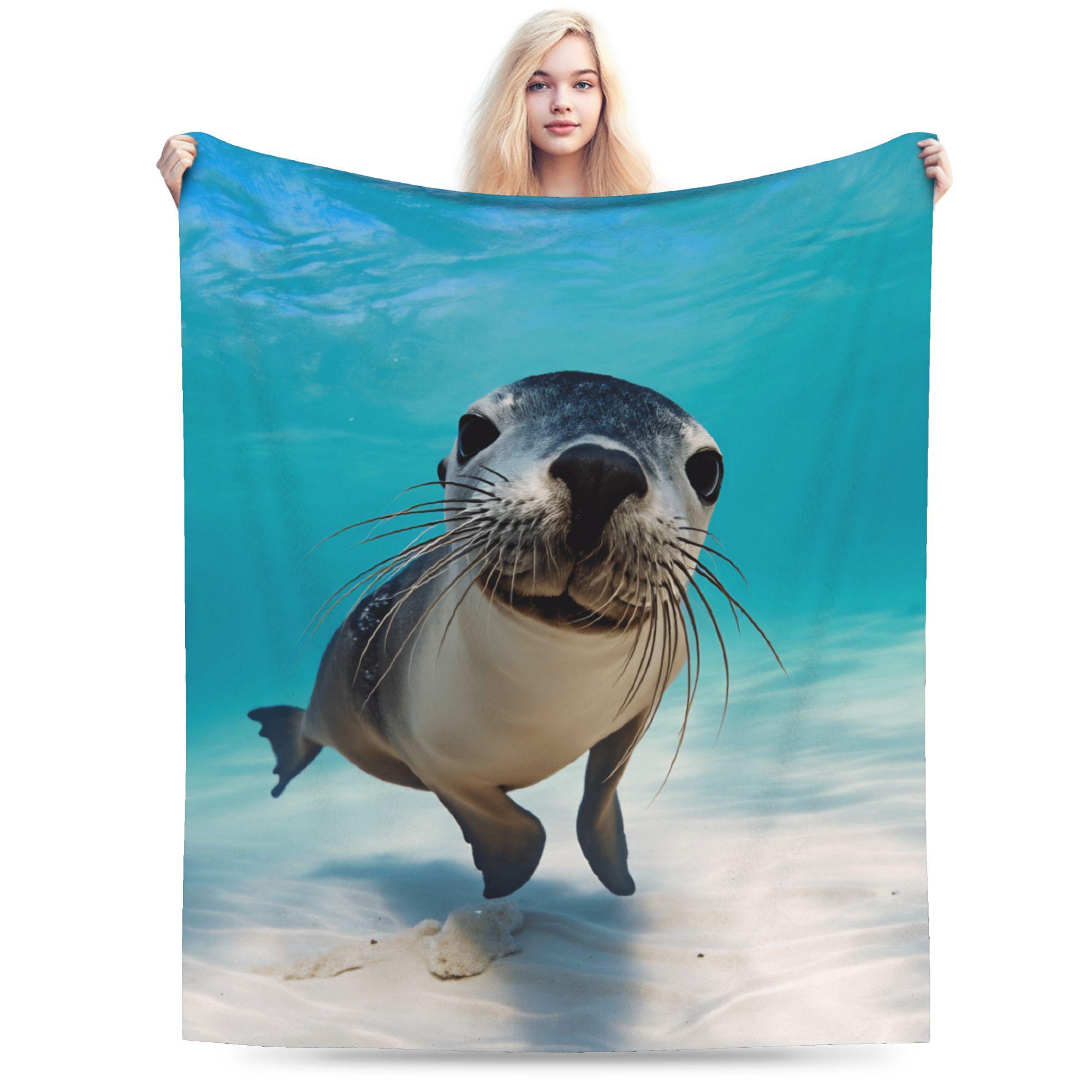 

Seal Sea Angry Blanket Winter Soft Comfy Bedding Throws For Kids Adults Sofa Home Flannel Bedspread Bed Cover 75x90cm