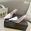 Fashion 2025 New Style Patent Leather Pvc Heart-Shaped Pointed-Toe Thin Heel Half-Slippers High Heel Sandals For Women'S Summer