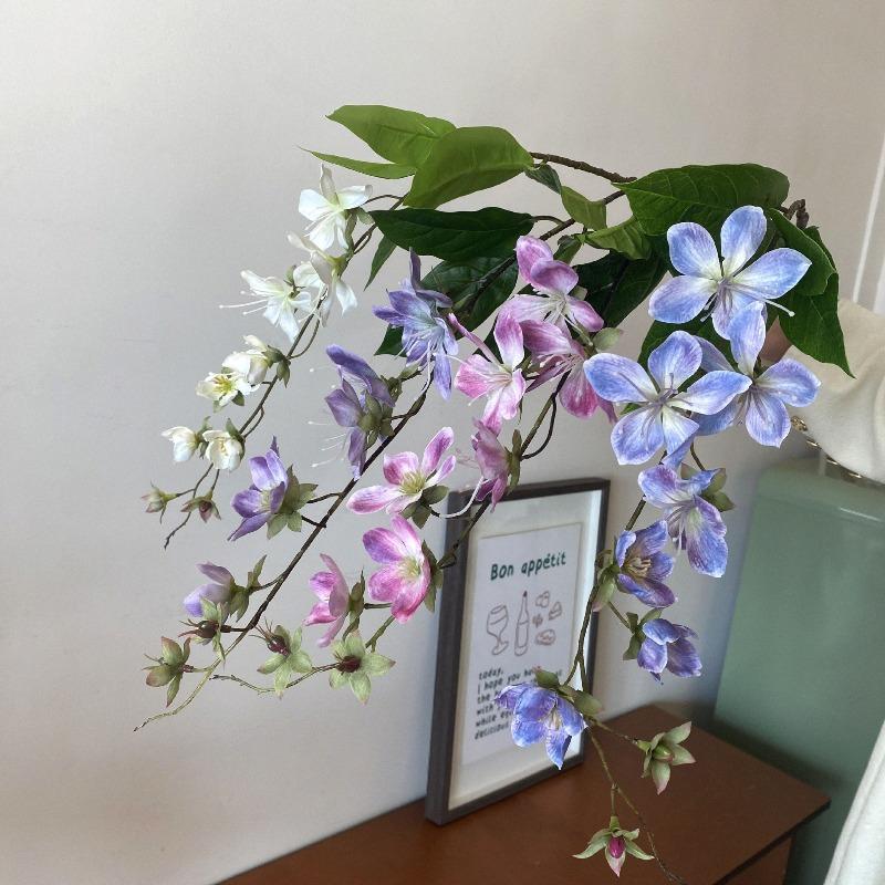 Artificial Pendulous Jasmine, Silk Flower, Crabapple, Single Stem, Light Luxury Artificial Flower, Home Interior Landscape Decoration Flower