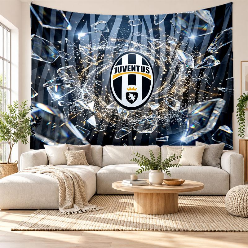 Juventus FC Wall Tapestry, Soft Fabric Wall Hanging, Decorative Backdrop For Bedroom Home Wall Art