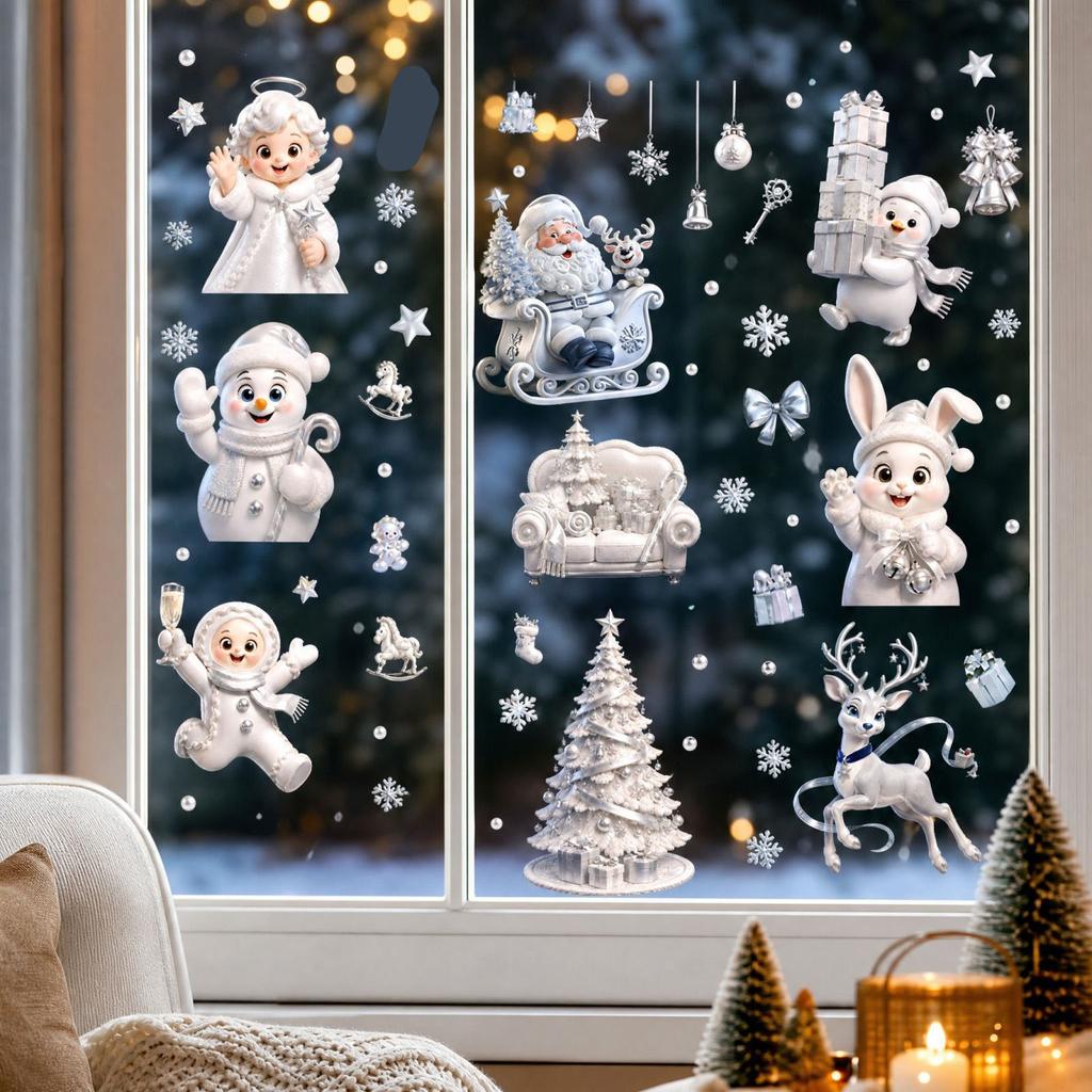 Christmas Window Sticker Set for Glass Holiday Decorations