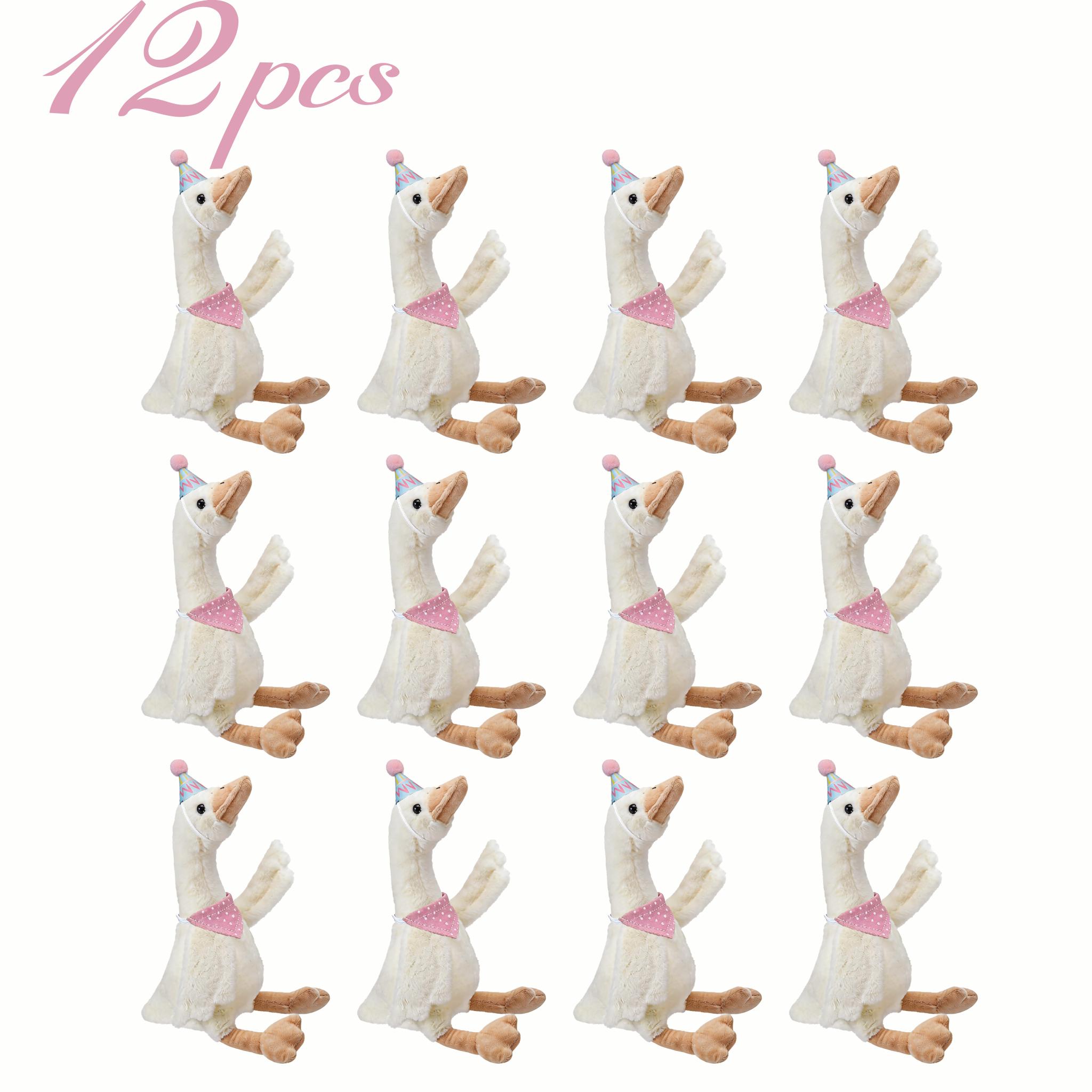6-24 Stück 40 cm Gänse-Stofftier mit Hut Lätzchen Eine alberne Gans Geburtstagsgeschenk für Kinder Babyparty Gänse-Plüsch Partydeko