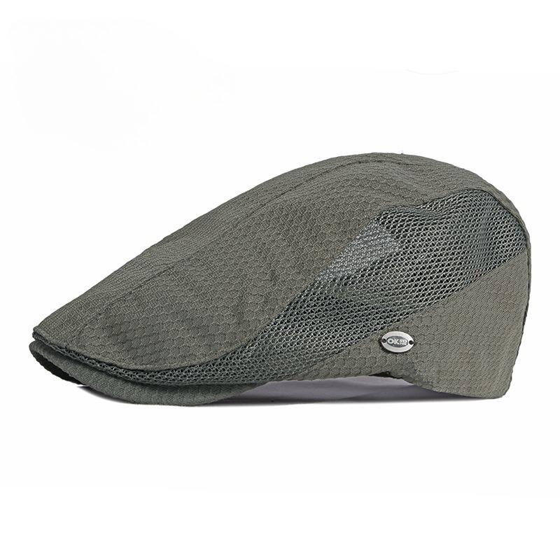 

Summer Mesh Beret Hat for Men Women Breathable Hollow Flat Cap British Style Newsboy Cap Sun Protection Outdoor Cabbie Hat 55-59cm армія зелений колір