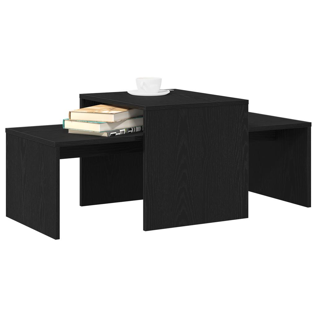 Nesting Tables Black Oak Effect 100 X 48 X 40 Cm Engineered Wood