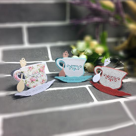 Vintage Tea Cup Spoon Metal Cutting Dies DIY Scrapbook Paper Cards Album Stencil
