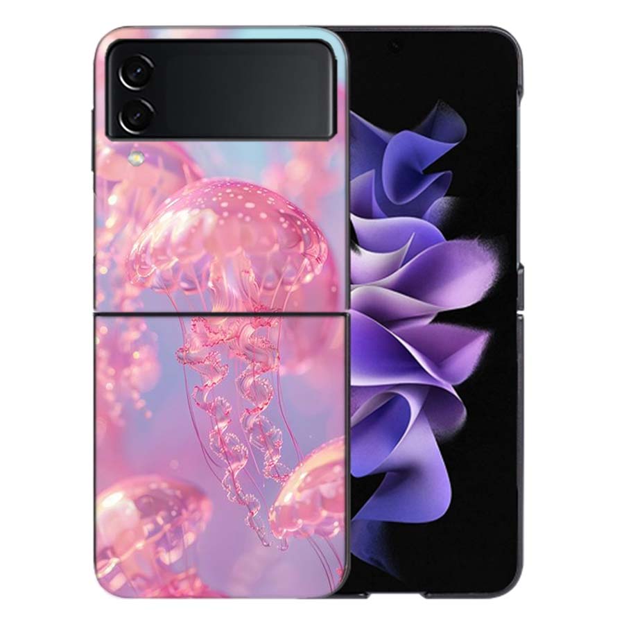 Enchanting Neon Jellyfish Coque For Samsung Z Flip7 6 Galaxy Case Shockproof Z Flip5 Z Flip3 4 5G Hard Cover Phone TPU PC Hard