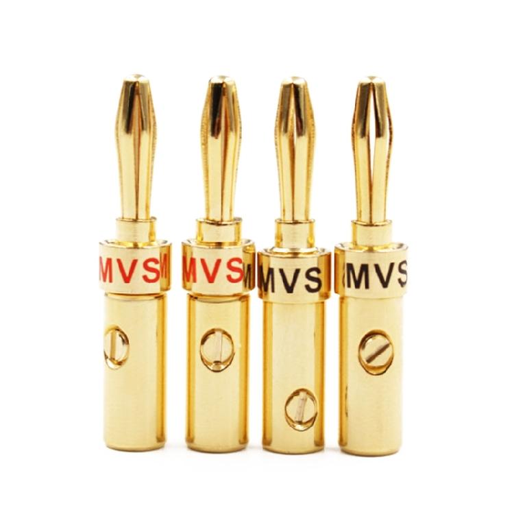 4pcs Banana Connector 4mm Speaker Banana Plug 24K Copper-Gold Plated Banana-Jack 1
