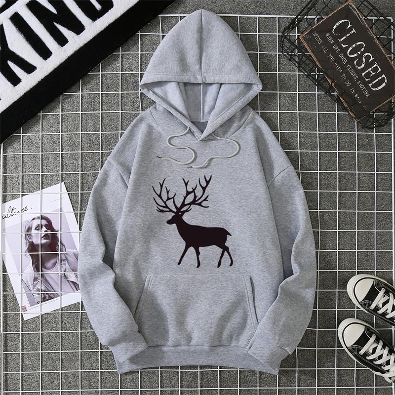 Warm Fleece Sweatshirt Nine-Color Deer Series Unisex Printed Sweatshirt Fleece Autumn And Winter Inner And Outer Wear
