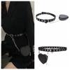 Heart Metal Buckle Love Heart Fanny Packs Adjustable Belt with Bag Punk PU Leather Waist Bag  Girl