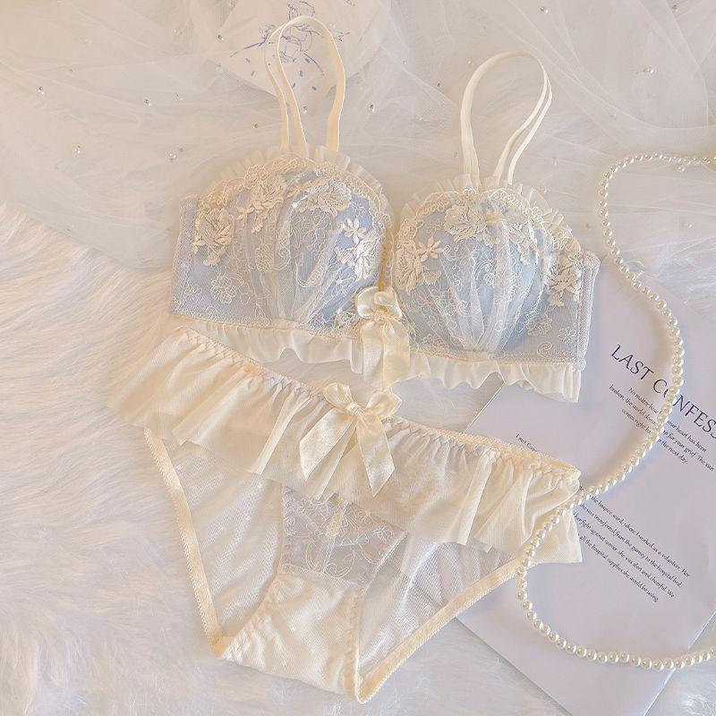 Sexy Lace Wireless Bra, Thickened Push Up Corrective Coquette Bra for Small Bust Young Women