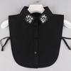 Pearl Detachable Collar Women Crystal Diamond Chiffon Shirt False Fake Collar Women Removable Peto Mujer Chemisier Faux Cols Tie