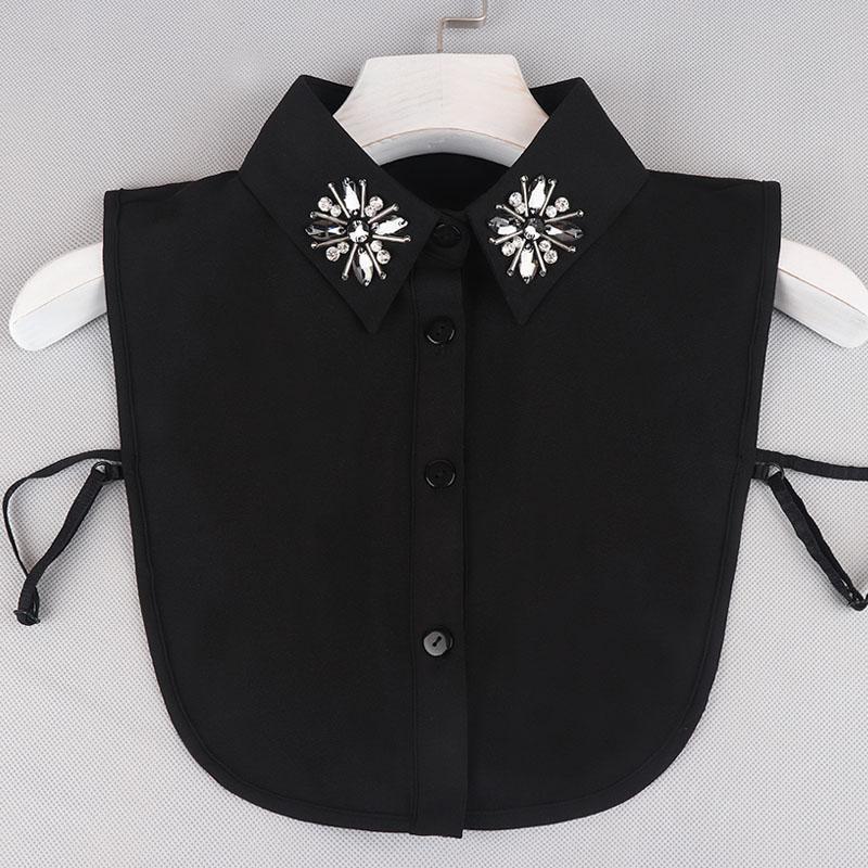 Pearl Detachable Collar Women Crystal Diamond Chiffon Shirt False Fake Collar Women Removable Peto Mujer Chemisier Faux Cols Tie