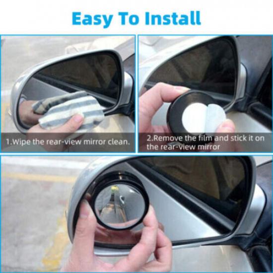 4Pcs Car SUV Blind Spot Mirrors HD 360° Adjustable Rear Side View Convex Mirrors