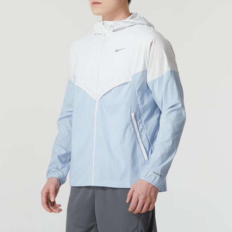 Nike Fargeblokk Logo Spleiset Trenings Casual Hettejakke Herrejakker Lyseblå FB7541-094