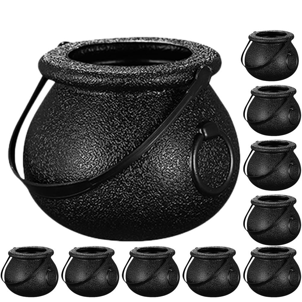 

12pcs Halloween Candy Bucket for kids Hallowen Party Gift Buckets Holder Cauldron Black Witch Small Prop Kettle Hallowen Decor 7X7X5CM чорний