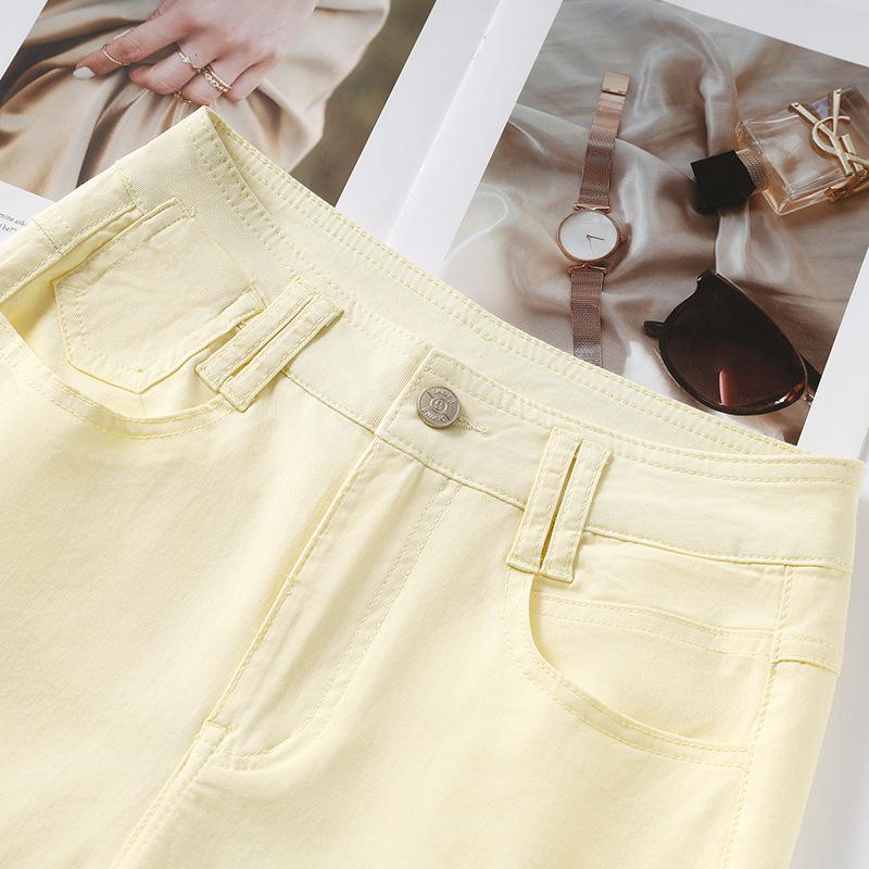 Women's Light Yellow Wide-Leg Jeans - Summer 2025 Slimming Fit for Pear-Shaped Bodies, Loose Straight-Leg Pants
