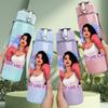 1PC Fashion Woman Portrait Art 750ml Color Plastic Sports Water Bottle Leakproof Flip Straw Lid Suitable for Sports Office Home Use