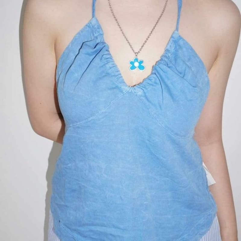 

YEONSEUNG Ugly flower necklace (Blue) os