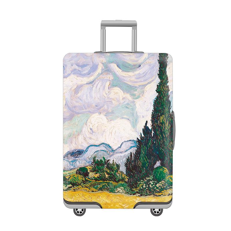 Elastic Zippered Travel Suitcase Protective Cover - Durable, Printed, and Wear-Resistant