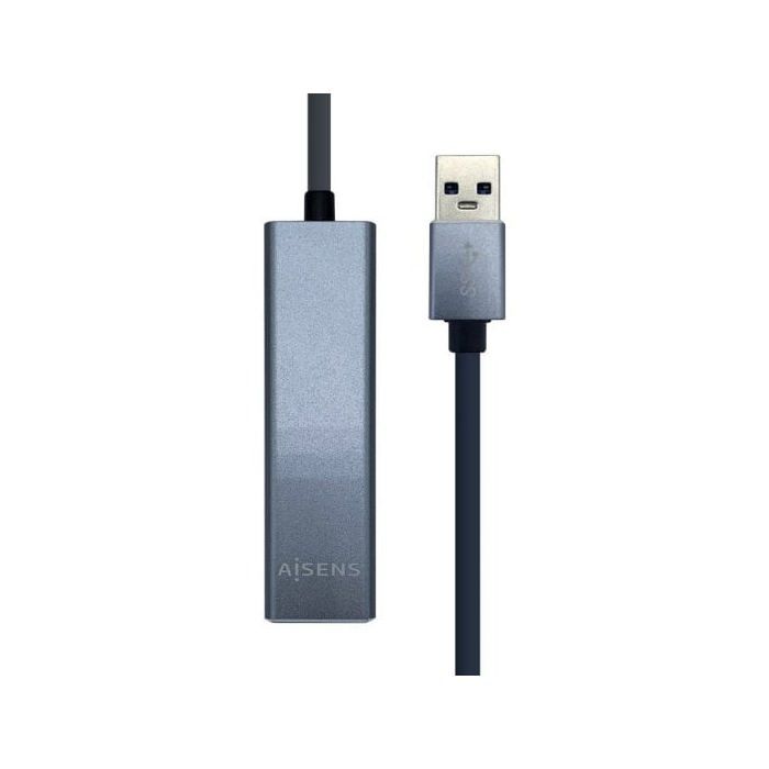 Hub USB 3.0 - Aisens - A106-0401 - 3 Ports USB 3.0 - Gigabit Ethernet - Couleur Gris